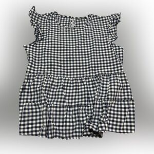 SHEIN Navy and White Checkered Blouse